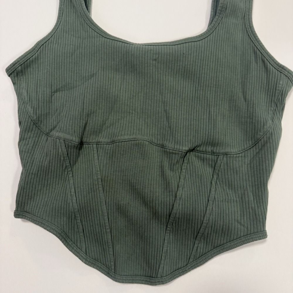 Victoria's Secret PINK Women's Size Large The Cinched Piqué Corset Top Green 51 - Picture 2 of 10